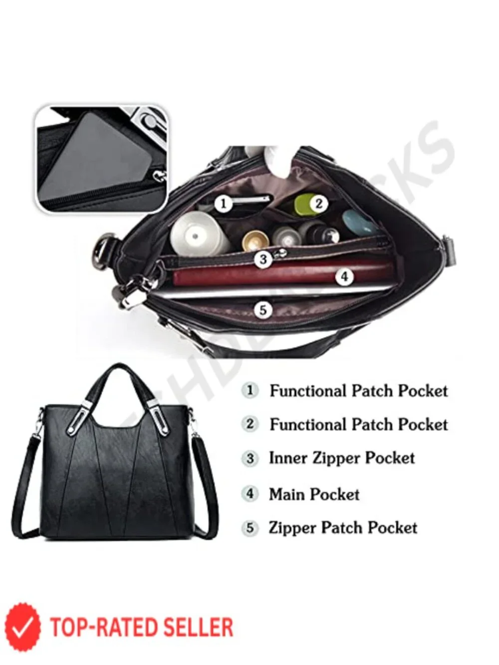Fashion Shoulder Bag PU Leather Waterproof Satchel Handbag